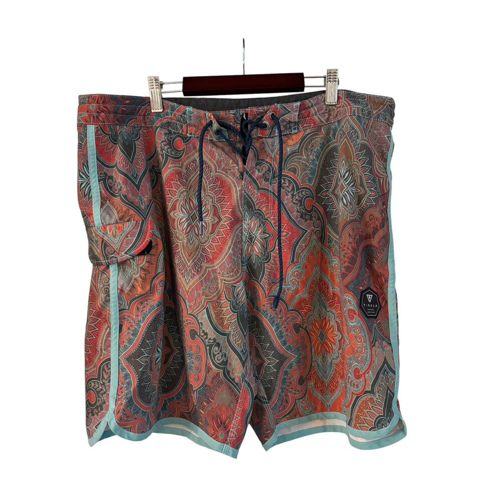 VISSLA Men's PULUKAN 18.5 Board Shorts Size 36 Multicolor Print Swim Trunks